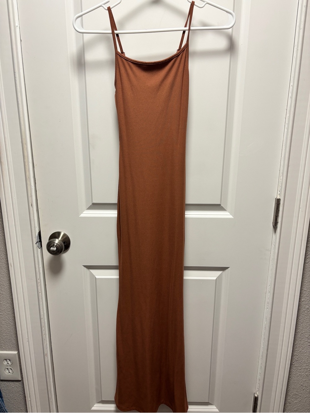 Sleek Rust Brown Slip Dress